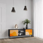 ORANGE ARRANGEMENT 2-Door TV Stand in Black Finish