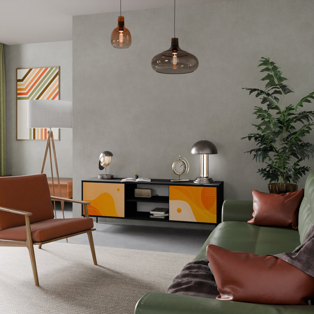 ORANGE ARRANGEMENT 2-Door TV Stand in Black Finish