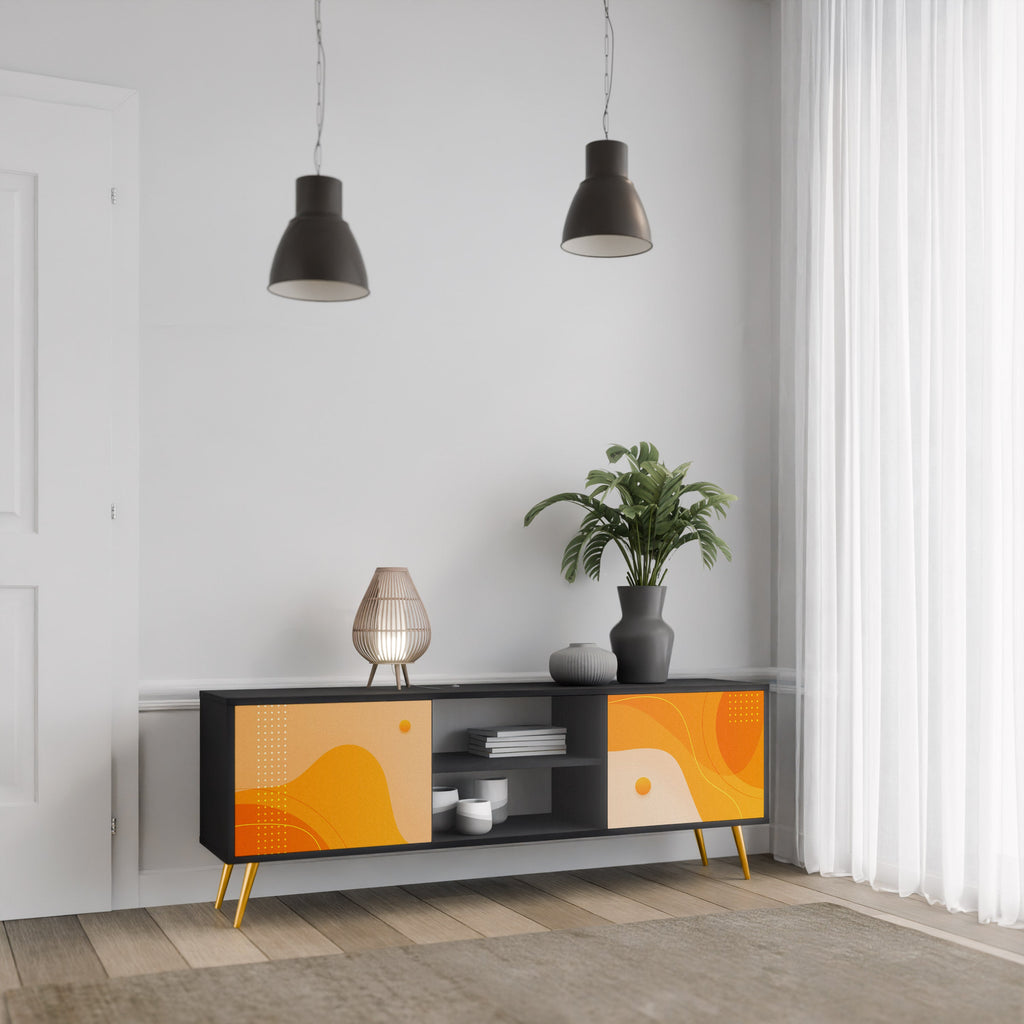 ORANGE ARRANGEMENT 2-Door TV Stand in Black Finish