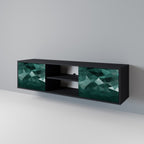 POLYGONAL FLOATING 2-Door TV Stand in Black Finish