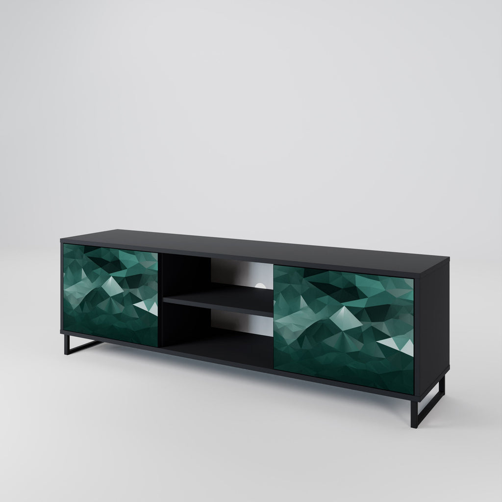 POLYGONAL FLOATING 2-Door TV Stand in Black Finish