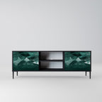 POLYGONAL FLOATING 2-Door TV Stand in Black Finish