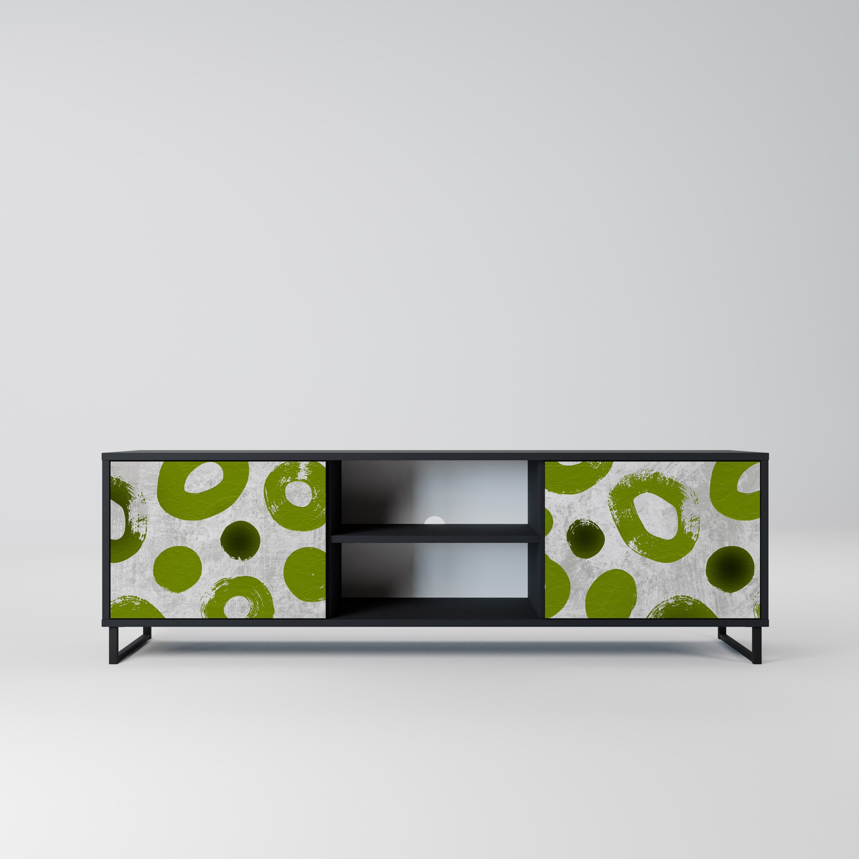 GREEN RHAPSODY Móvel de TV com 2 Portas em Acabamento Preto