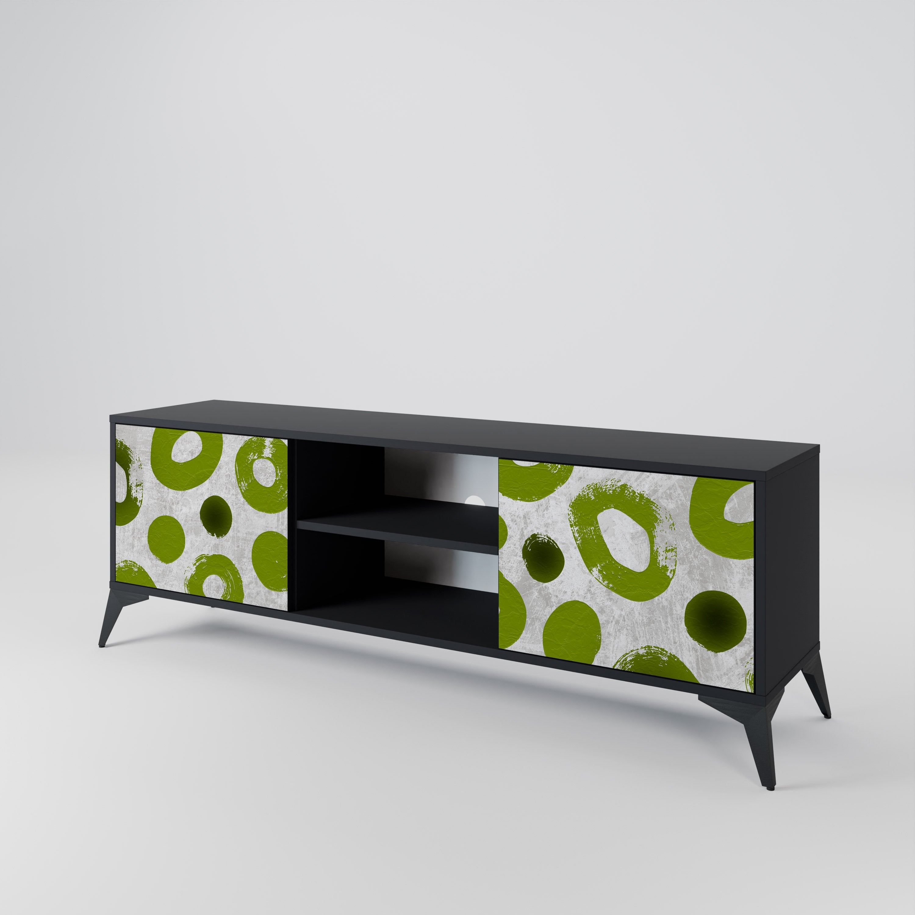 GREEN RHAPSODY 2-Door TV Stand in Black Finish