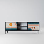 TWO HALVES Móvel de TV com 2 Portas em Acabamento Preto