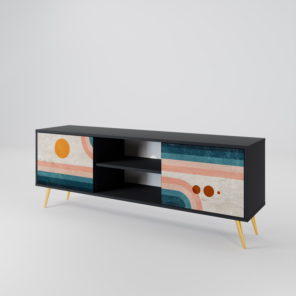 TWO HALVES Móvel de TV com 2 Portas em Acabamento Preto