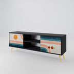 TWO HALVES Móvel de TV com 2 Portas em Acabamento Preto