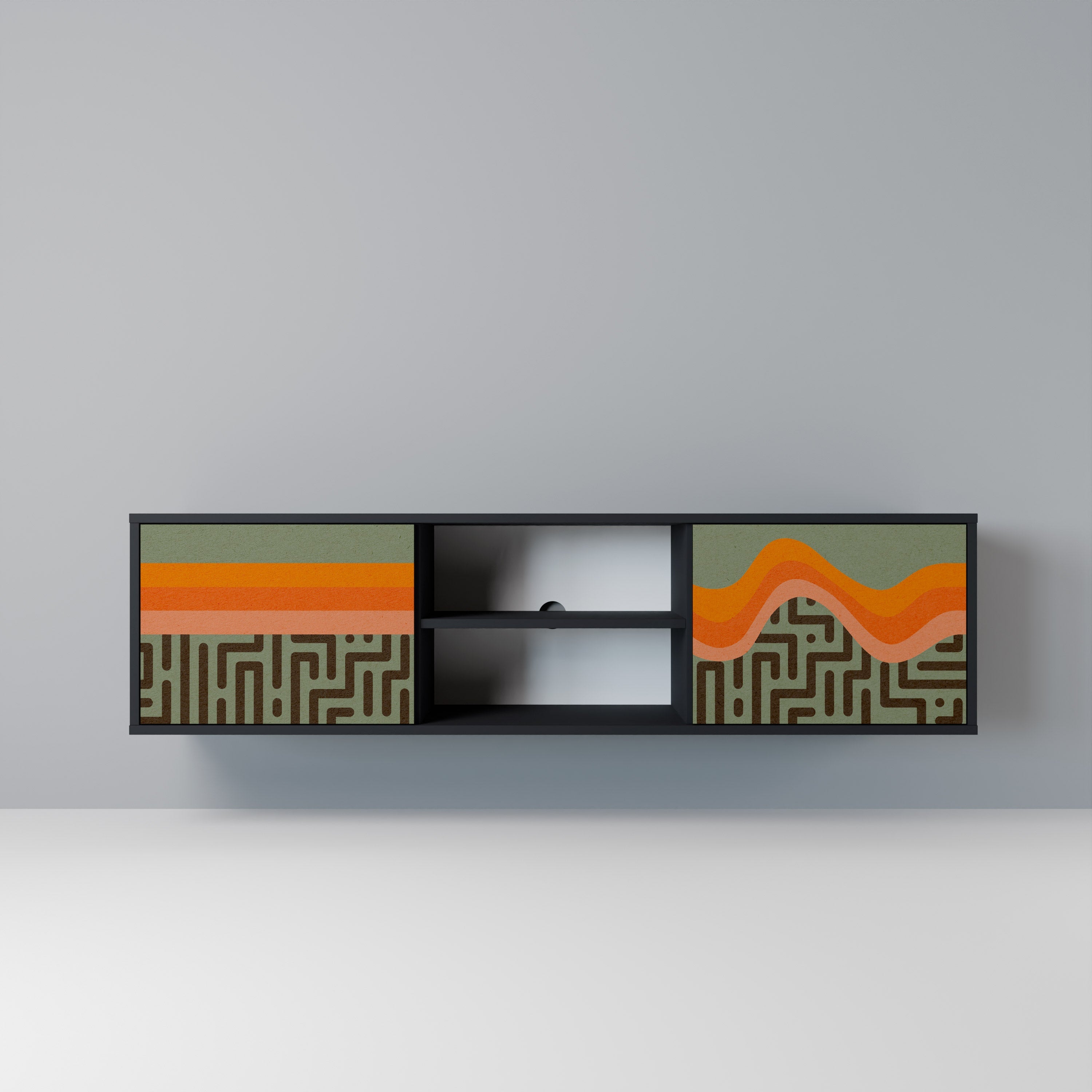 SIMPLE SOLUTIONS Móvel de TV com 2 Portas em Acabamento Preto