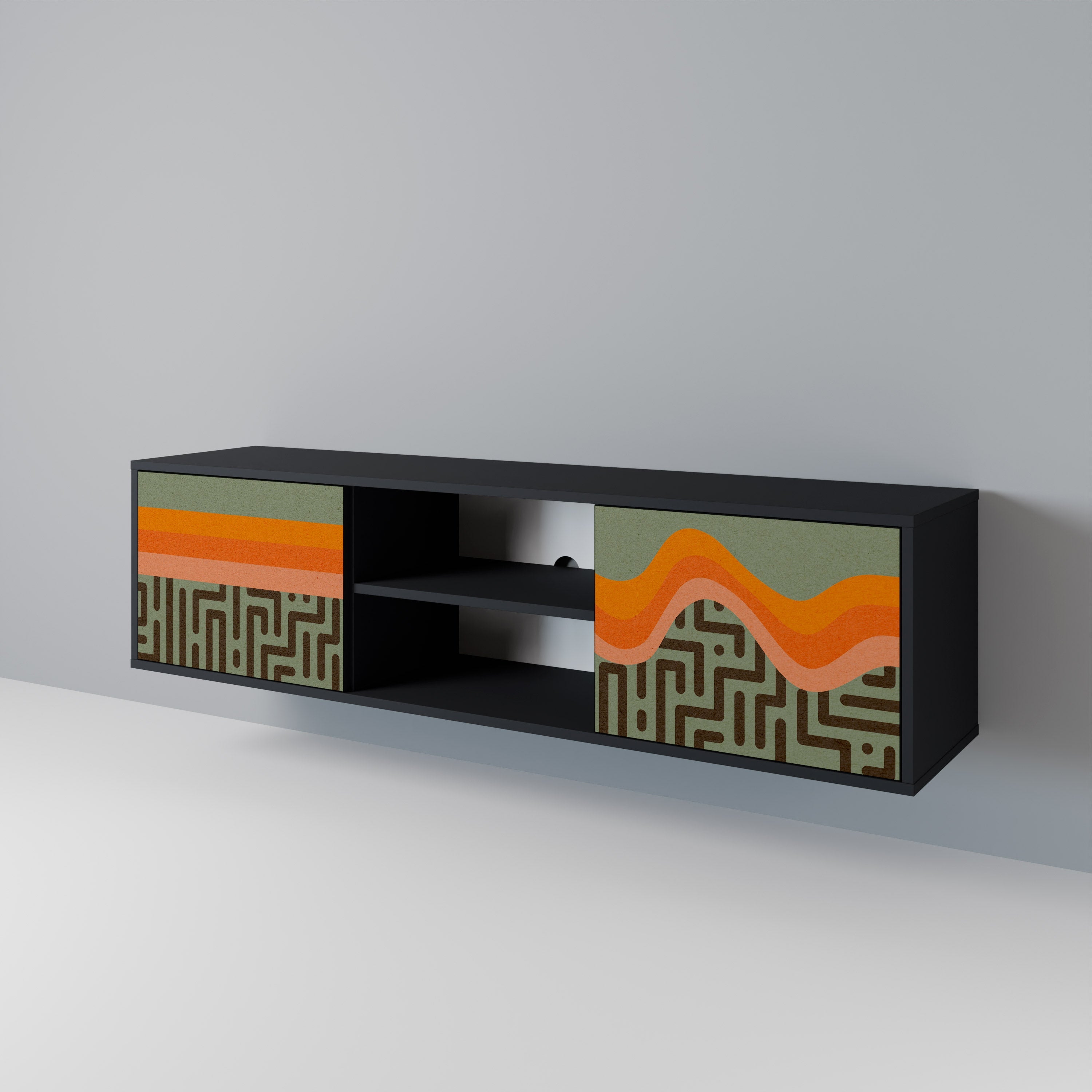 SIMPLE SOLUTIONS Móvel de TV com 2 Portas em Acabamento Preto