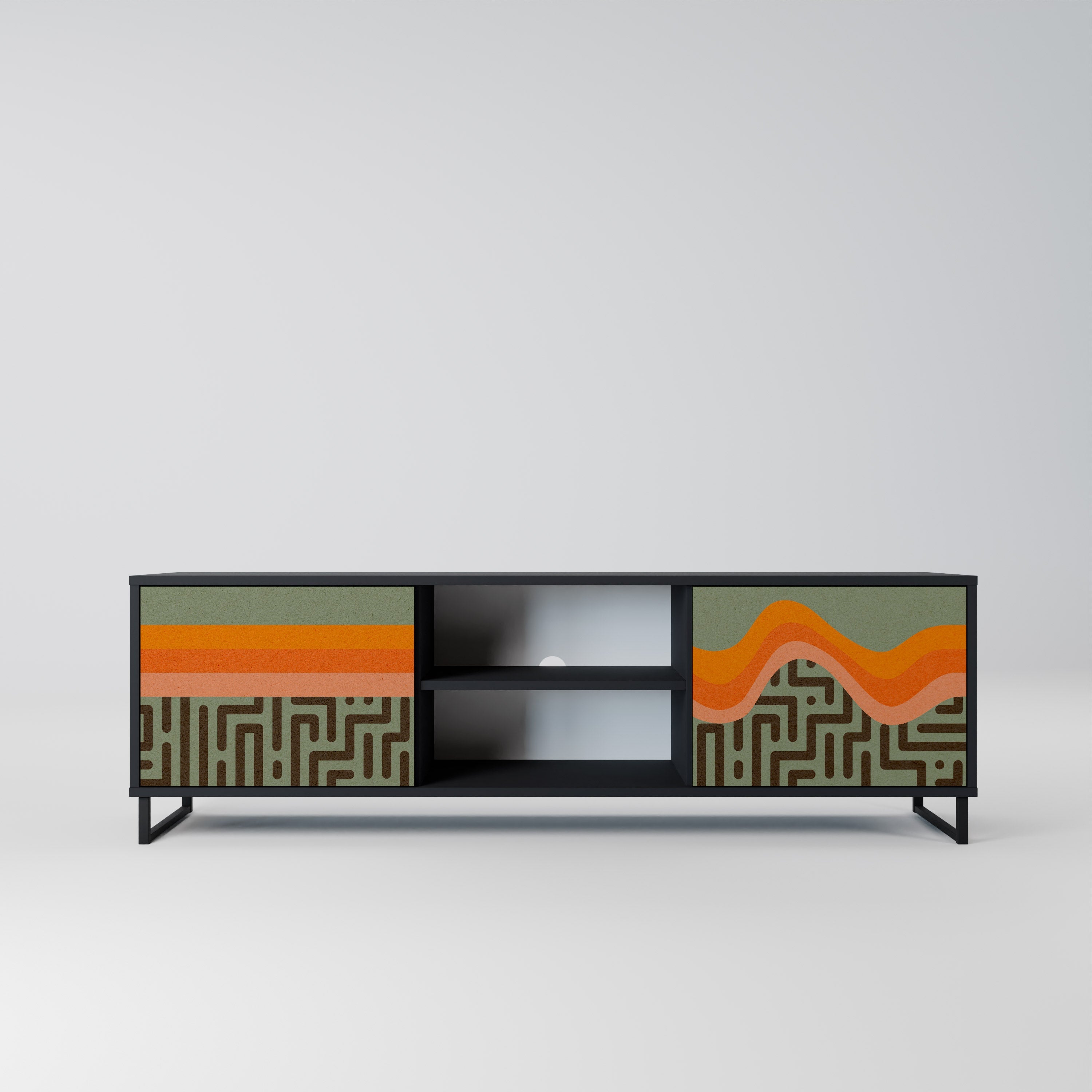 SIMPLE SOLUTIONS Móvel de TV com 2 Portas em Acabamento Preto