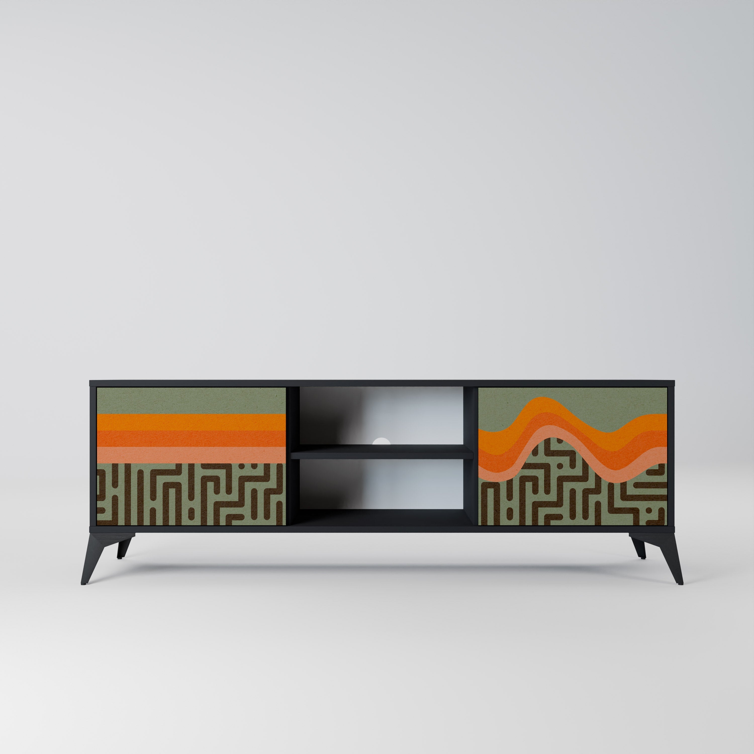 SIMPLE SOLUTIONS Móvel de TV com 2 Portas em Acabamento Preto