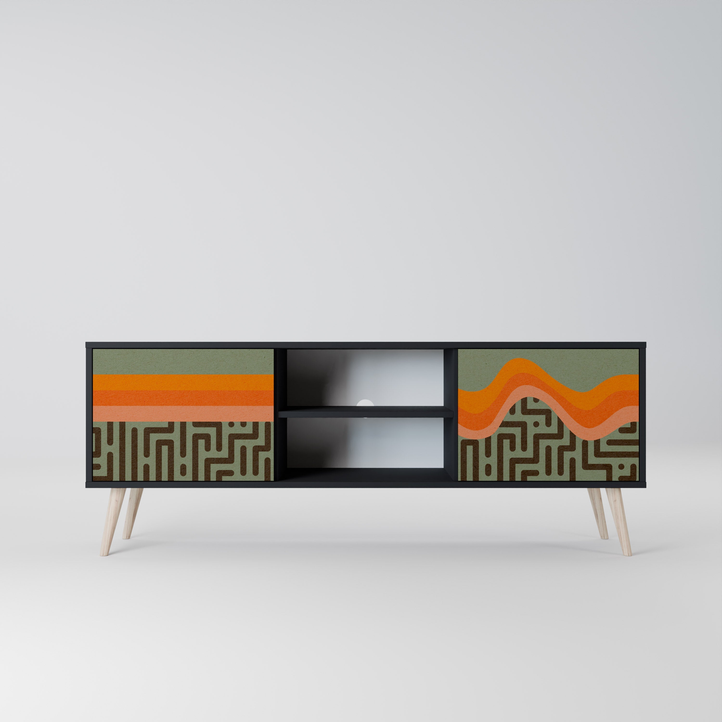 SIMPLE SOLUTIONS Móvel de TV com 2 Portas em Acabamento Preto