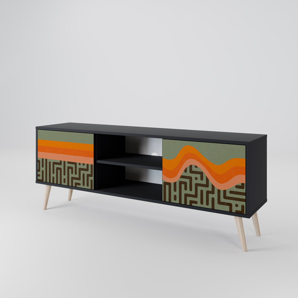 SIMPLE SOLUTIONS Móvel de TV com 2 Portas em Acabamento Preto