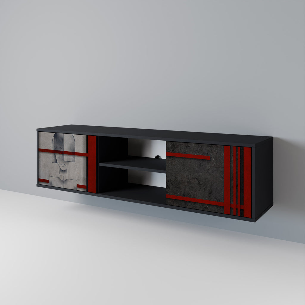 GRAY FIGURES Móvel de TV com 2 Portas em Acabamento Preto