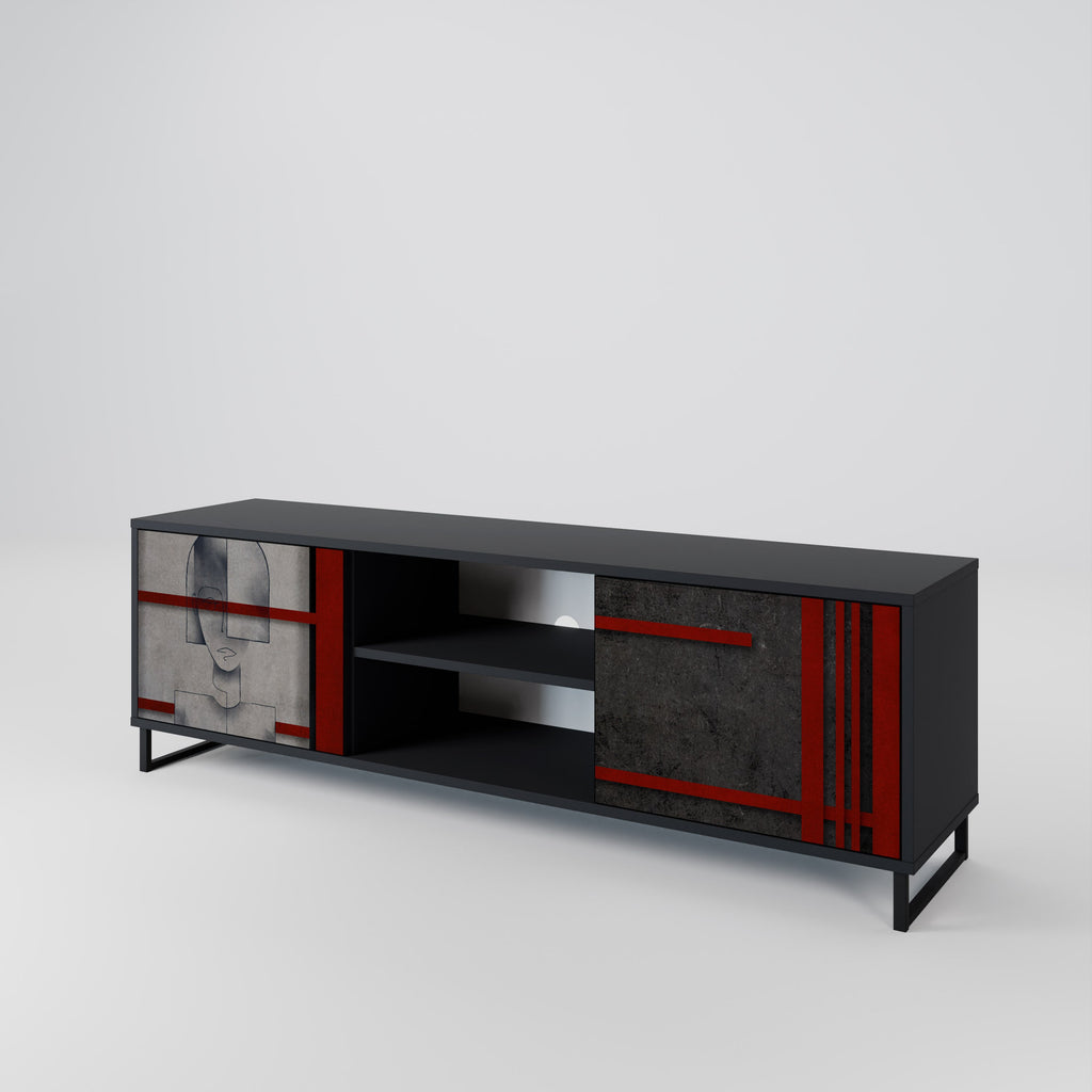 GRAY FIGURES Móvel de TV com 2 Portas em Acabamento Preto