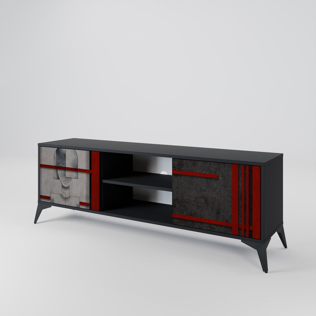 GRAY FIGURES Móvel de TV com 2 Portas em Acabamento Preto
