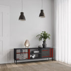 GRAY FIGURES Móvel de TV com 2 Portas em Acabamento Preto