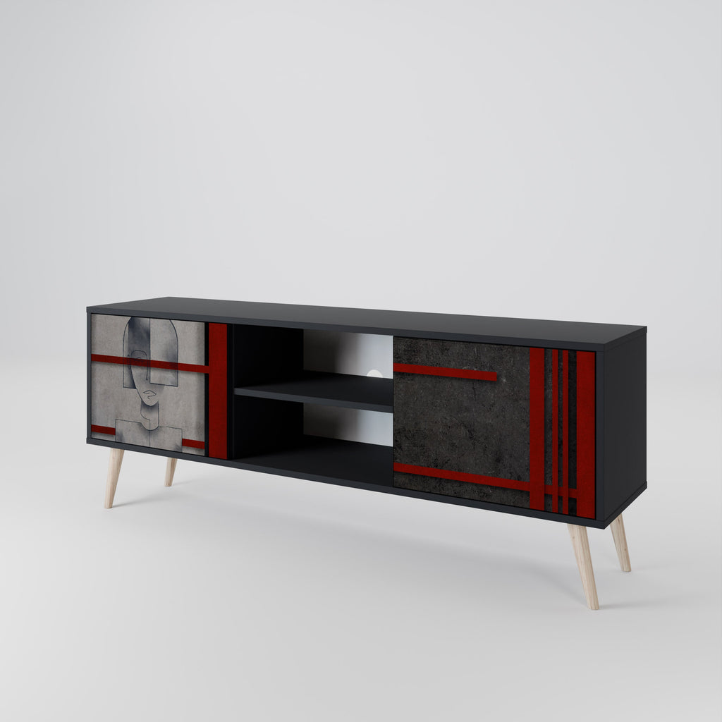 GRAY FIGURES Móvel de TV com 2 Portas em Acabamento Preto