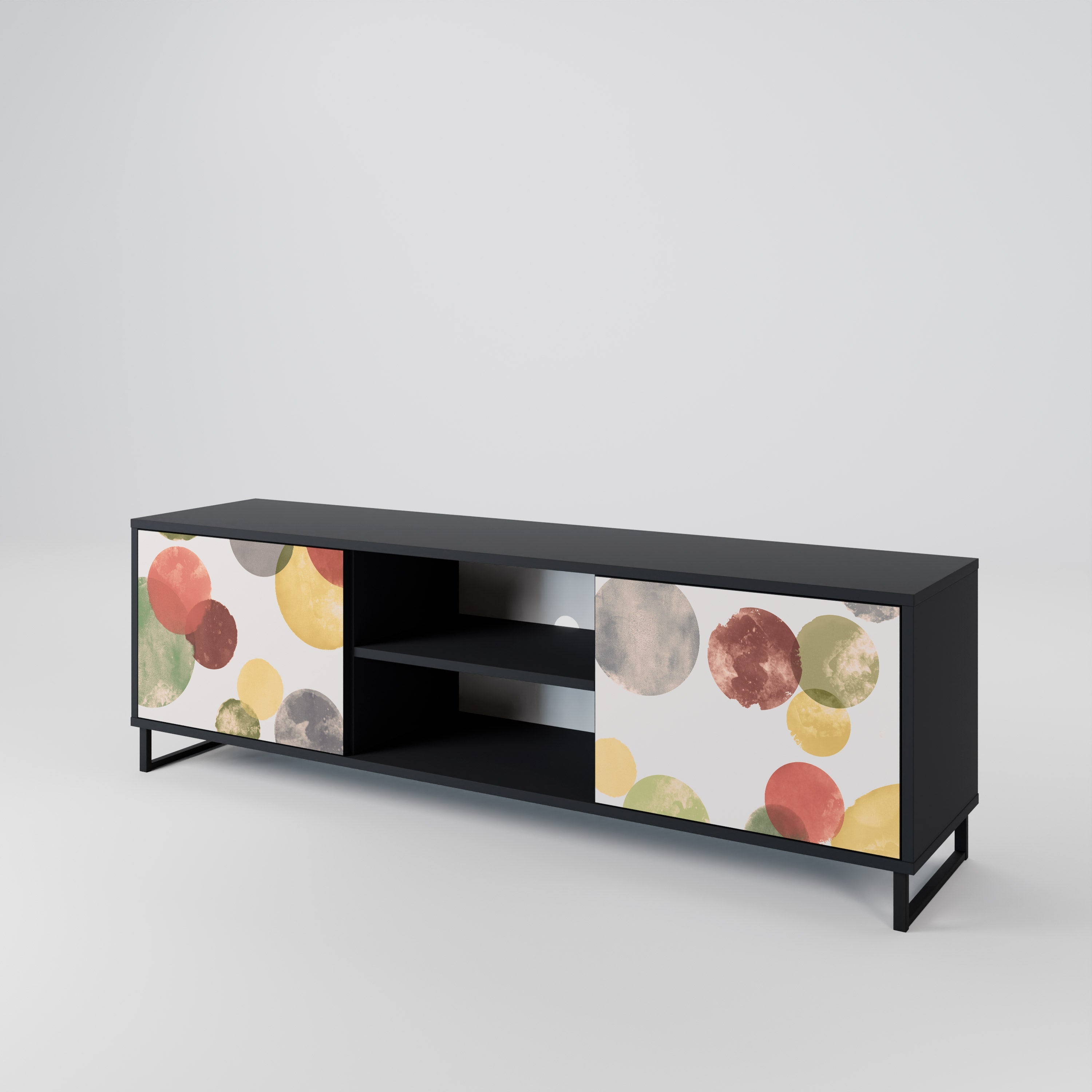 FLEETING HAPPINESS 2-Door TV Stand in Black Finish
