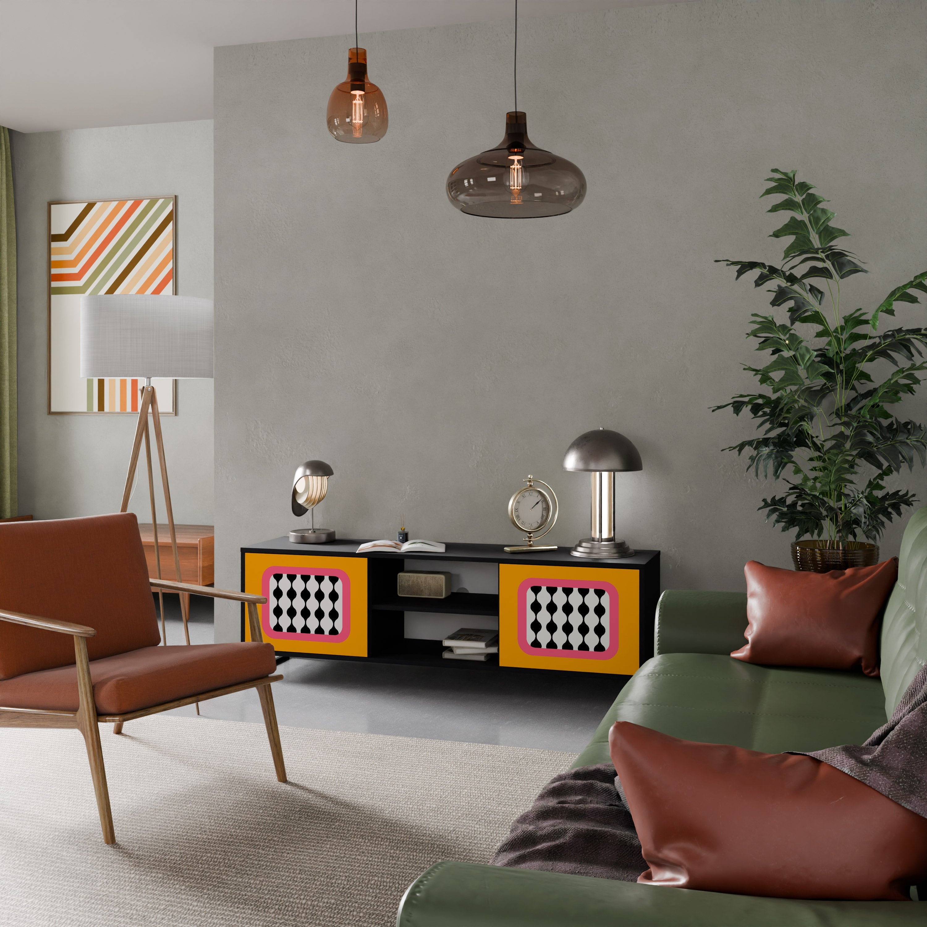 TEARS IN HEAVEN Móvel de TV com 2 Portas em Acabamento Preto