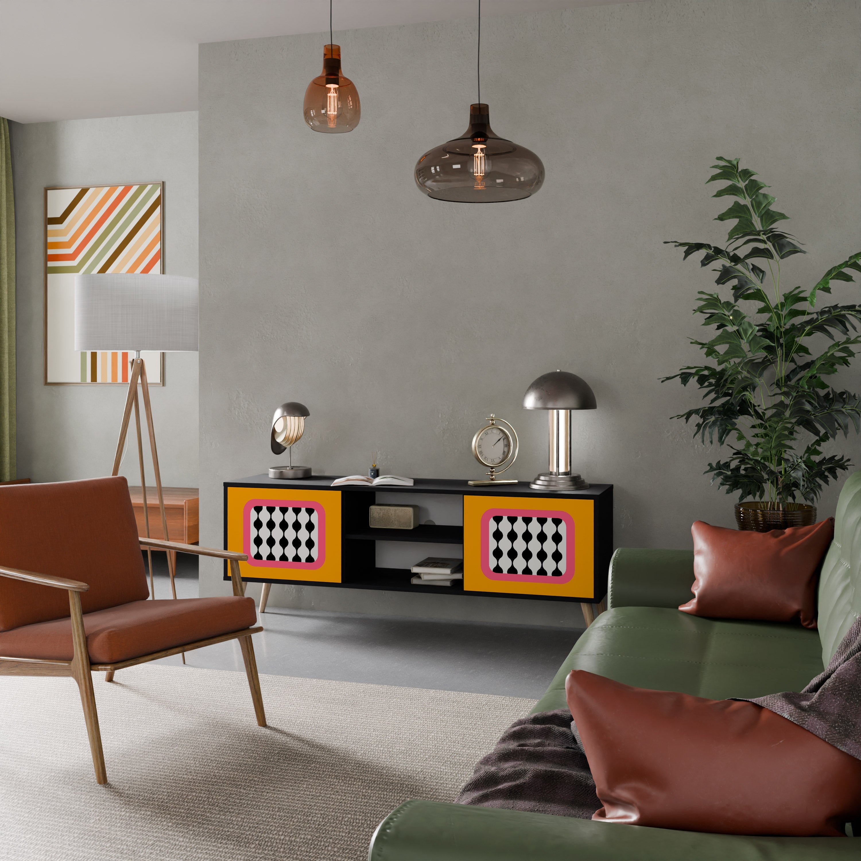 TEARS IN HEAVEN Móvel de TV com 2 Portas em Acabamento Preto