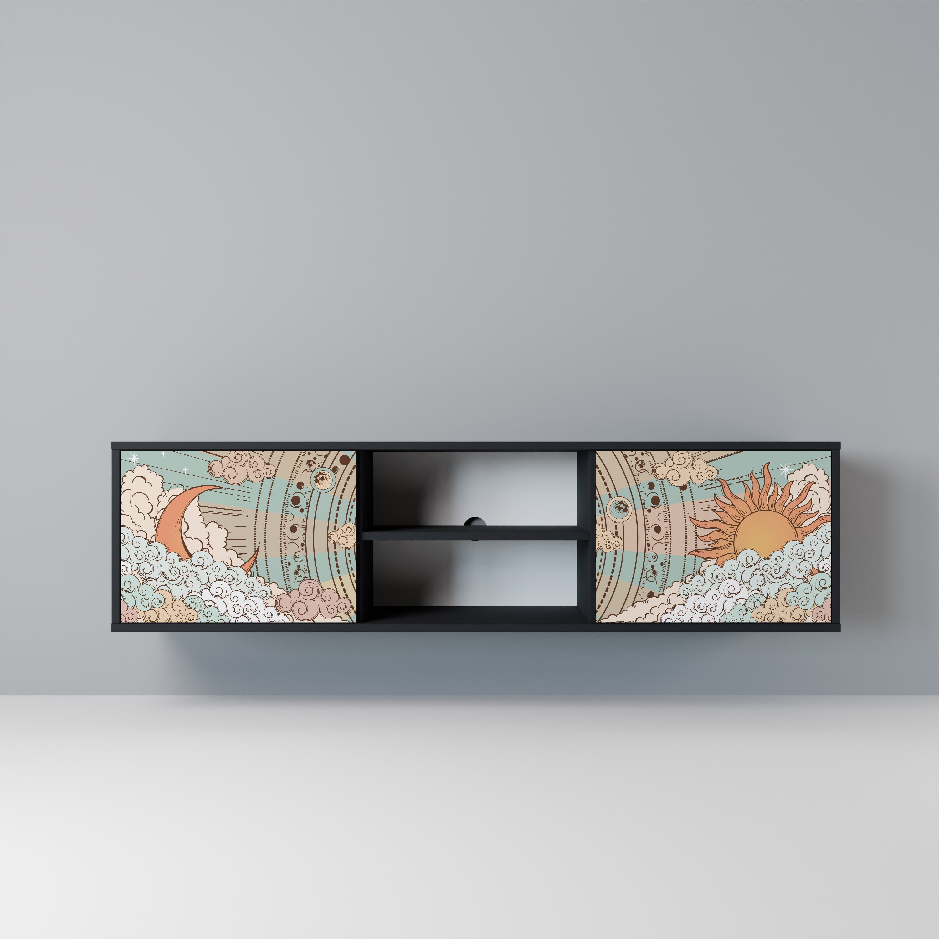 MYSTICAL STRUCTURE Móvel de TV com 2 Portas em Acabamento Preto