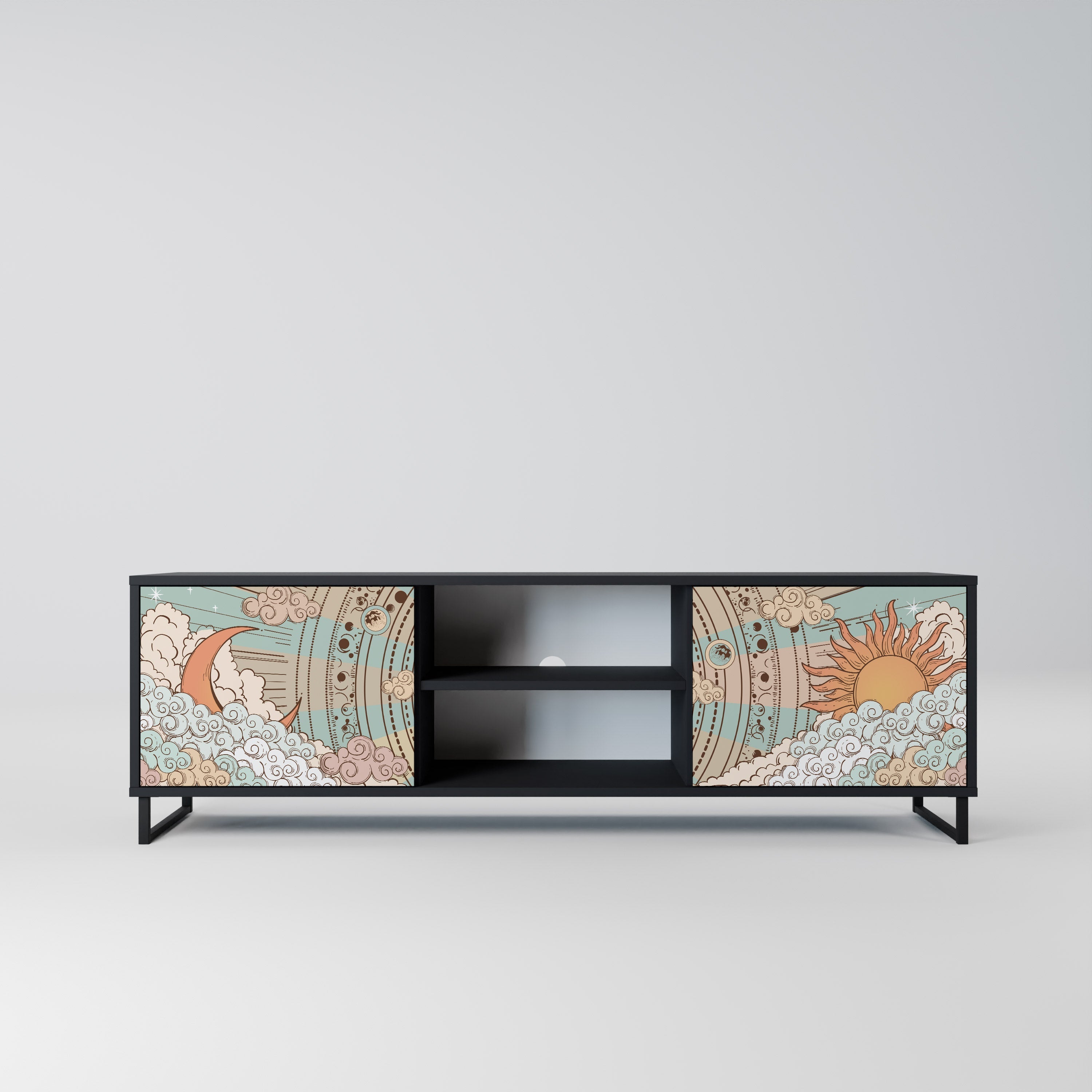 MYSTICAL STRUCTURE Móvel de TV com 2 Portas em Acabamento Preto