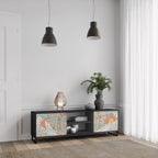 MYSTICAL STRUCTURE 2-Door TV Stand in Black Finish