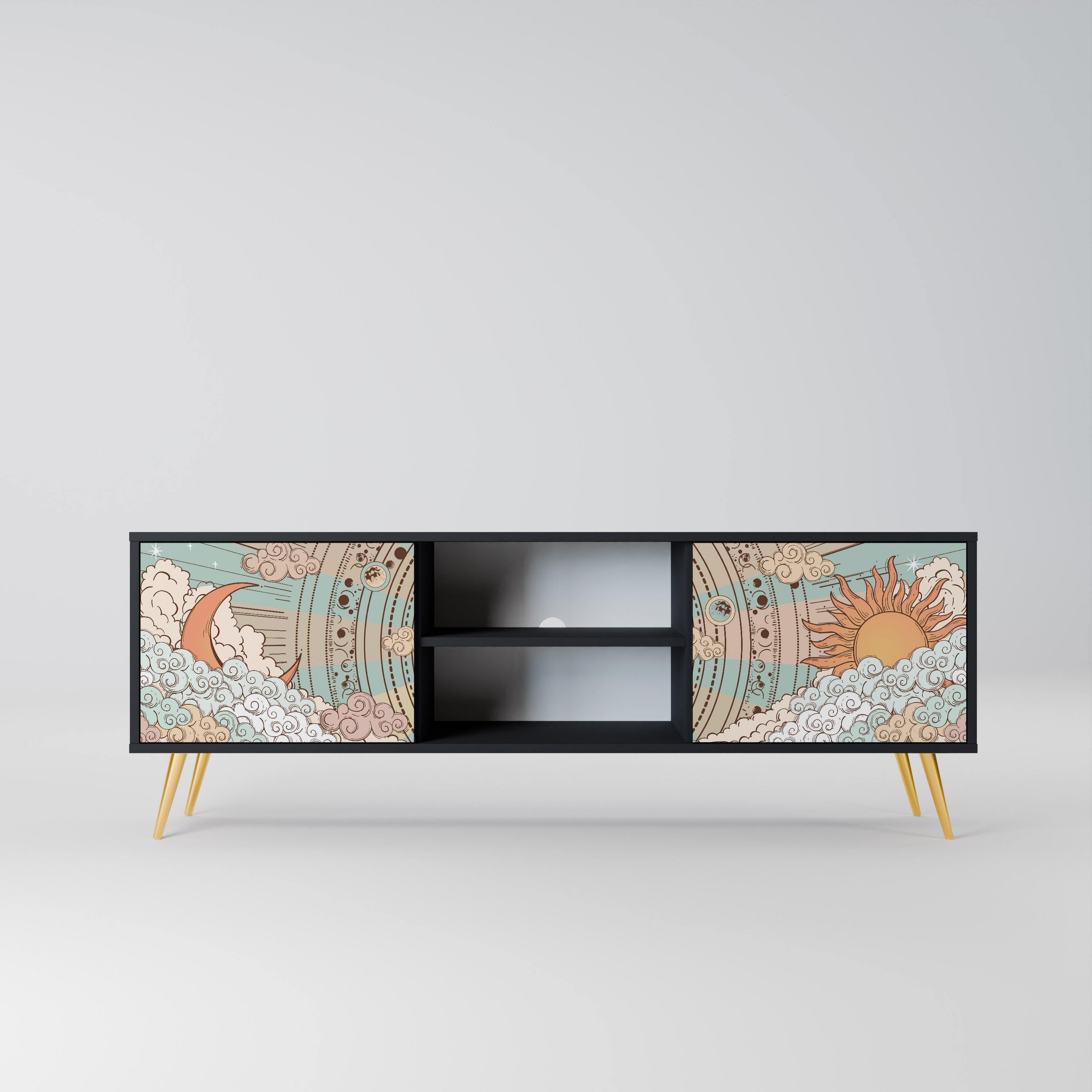 MYSTICAL STRUCTURE Móvel de TV com 2 Portas em Acabamento Preto