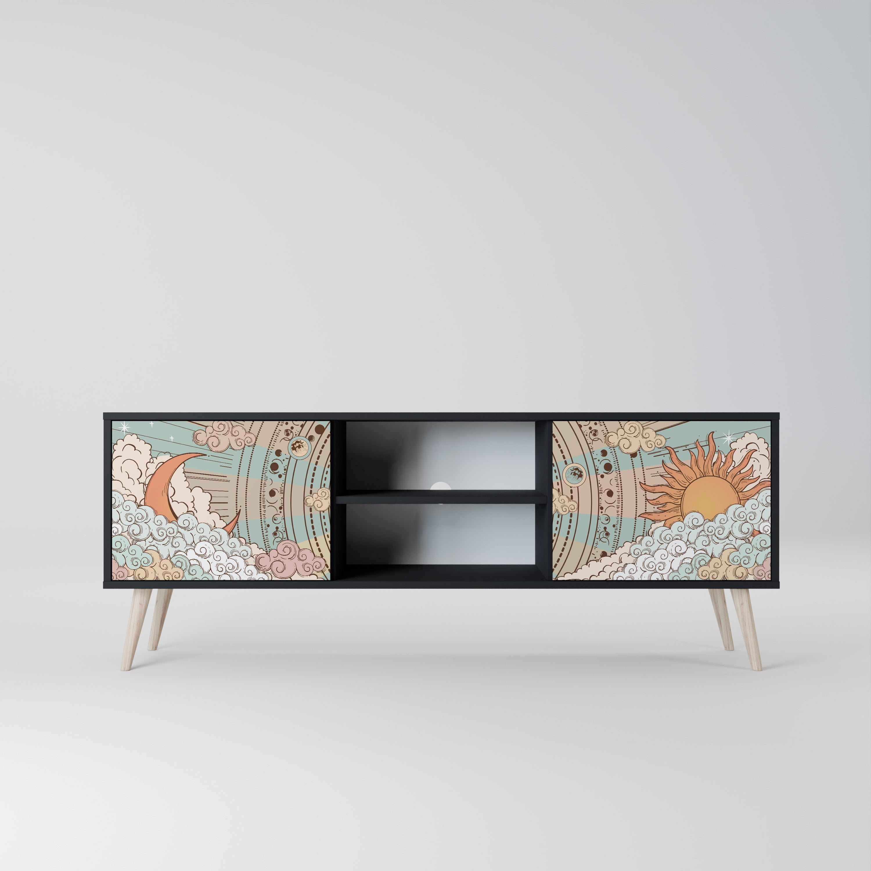 MYSTICAL STRUCTURE Móvel de TV com 2 Portas em Acabamento Preto