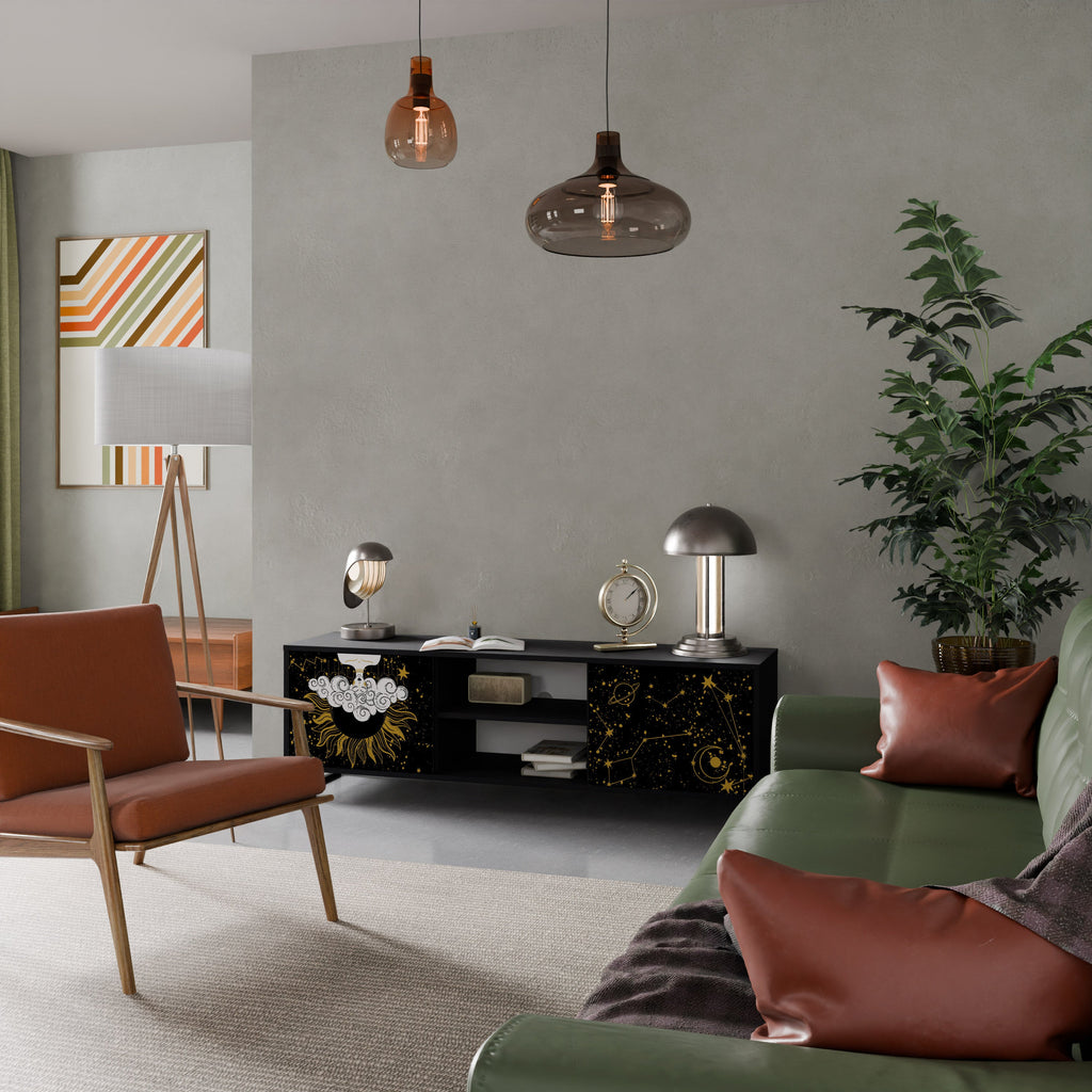 STELLAR CONSTELLATIONS Móvel de TV com 2 Portas em Acabamento Preto