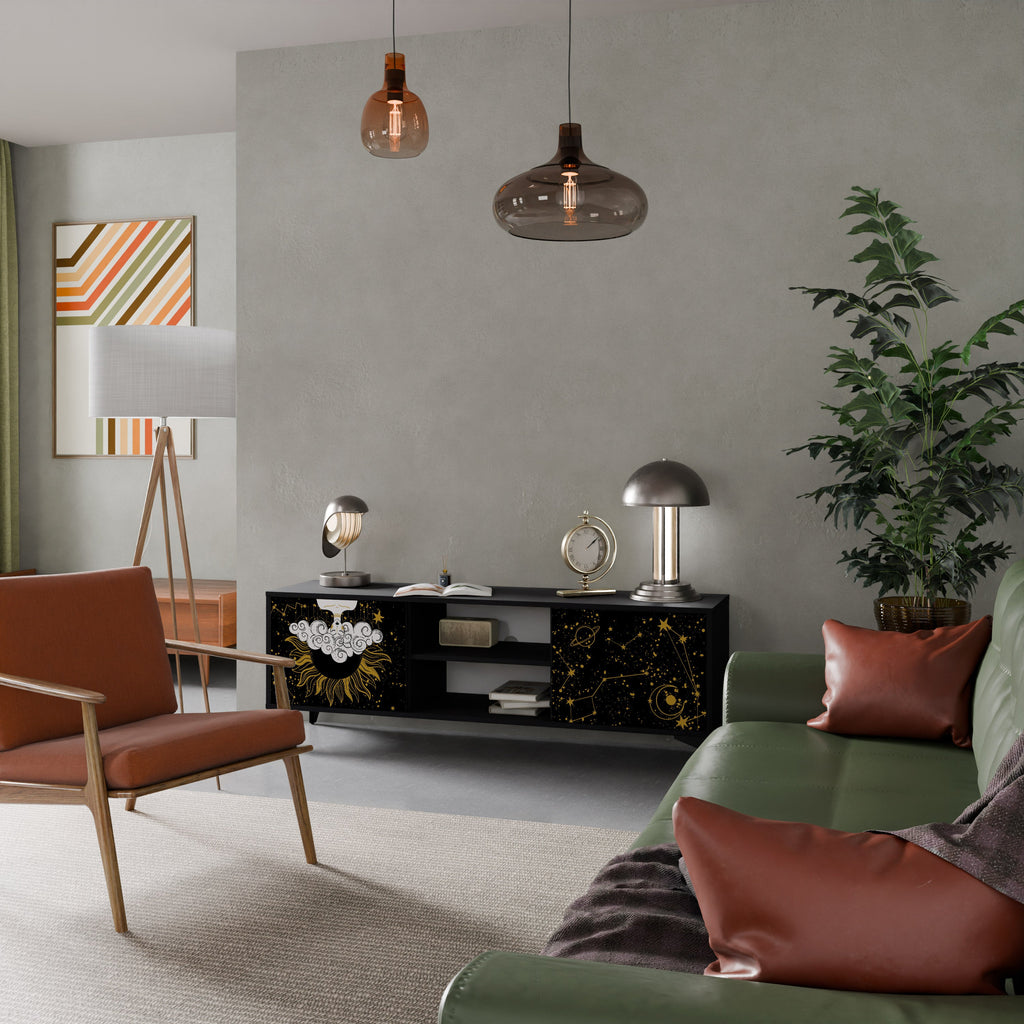 STELLAR CONSTELLATIONS Móvel de TV com 2 Portas em Acabamento Preto