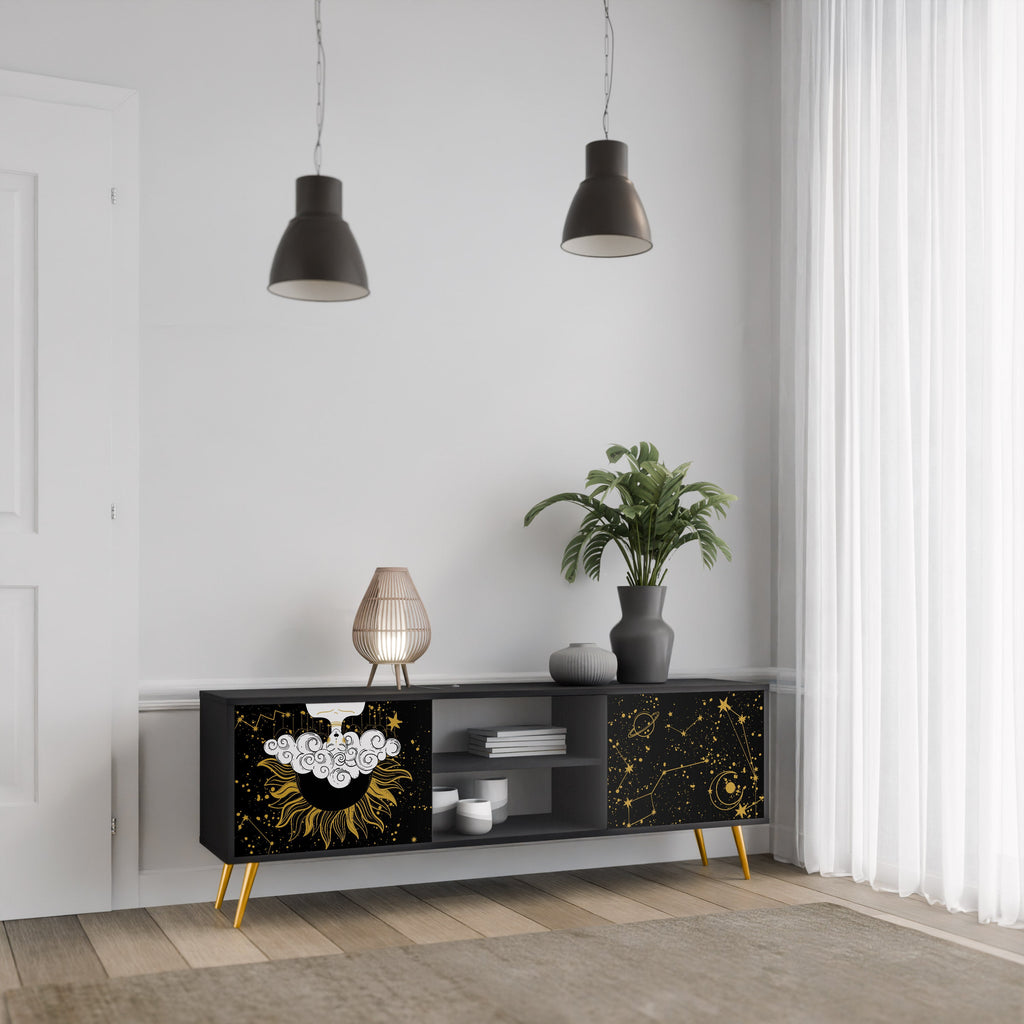 STELLAR CONSTELLATIONS Móvel de TV com 2 Portas em Acabamento Preto