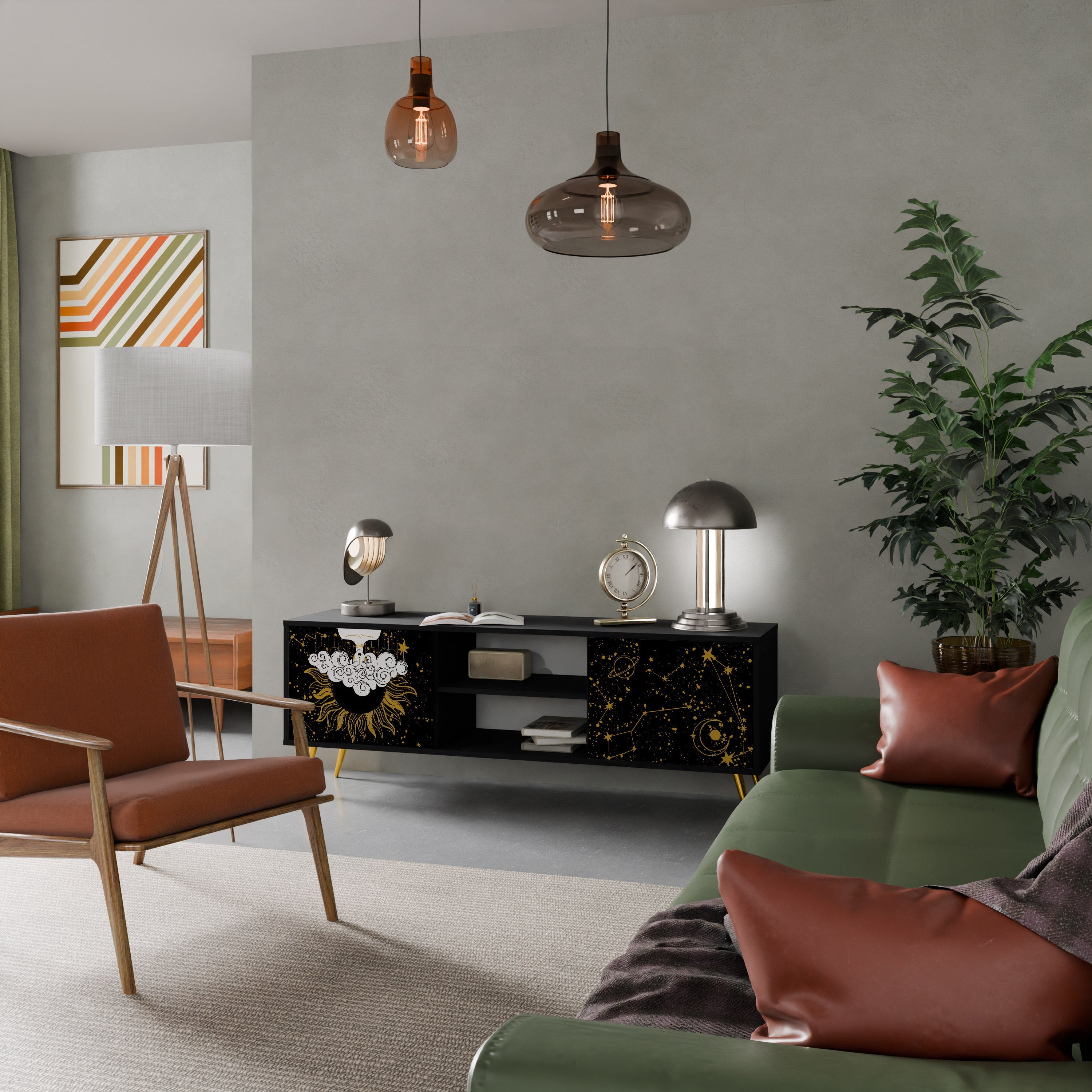 STELLAR CONSTELLATIONS Móvel de TV com 2 Portas em Acabamento Preto