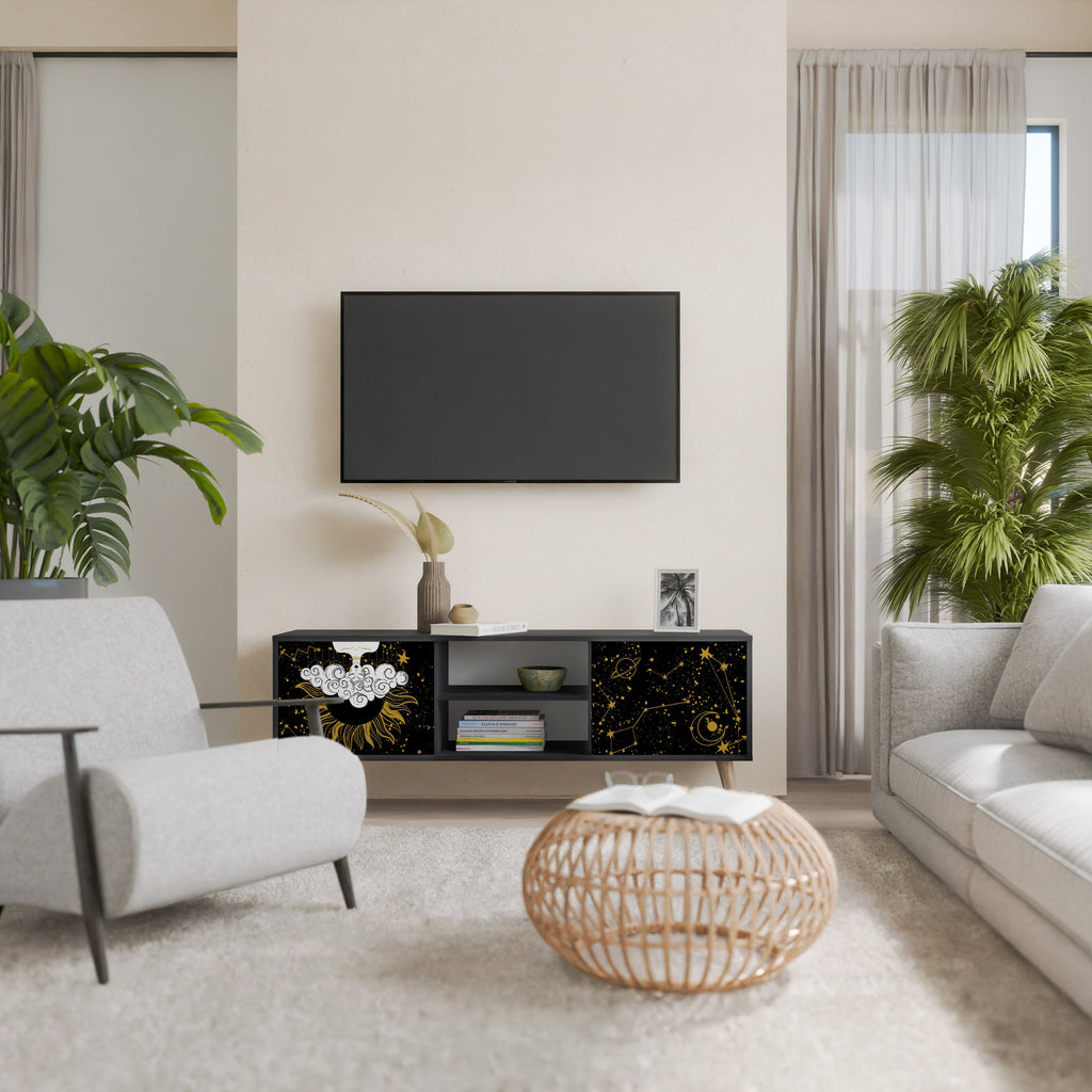 STELLAR CONSTELLATIONS Móvel de TV com 2 Portas em Acabamento Preto