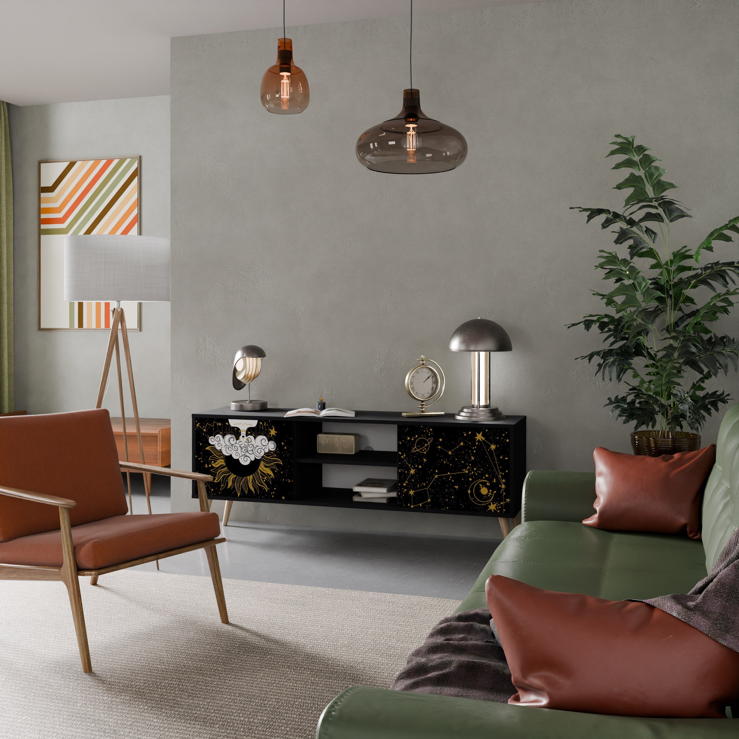 STELLAR CONSTELLATIONS Móvel de TV com 2 Portas em Acabamento Preto