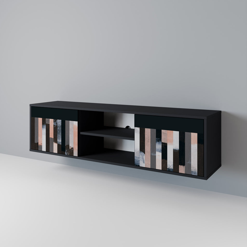 COLLAGE OF RECTANGLES 2-Door TV Stand in Black Finish