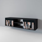 COLLAGE OF RECTANGLES 2-Door TV Stand in Black Finish