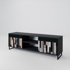 COLLAGE OF RECTANGLES 2-Door TV Stand in Black Finish