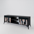 COLLAGE OF RECTANGLES 2-Door TV Stand in Black Finish