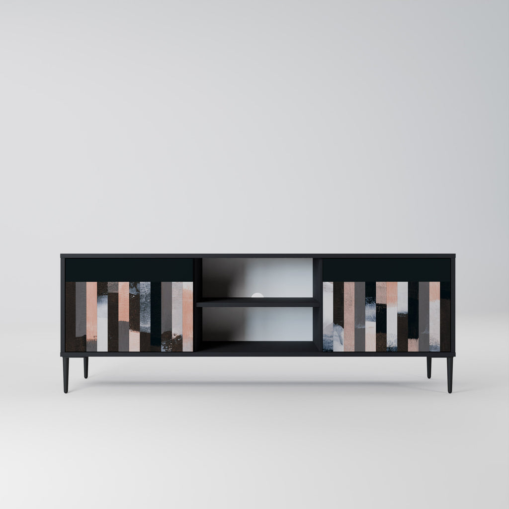 COLLAGE OF RECTANGLES 2-Door TV Stand in Black Finish