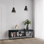 COLLAGE OF RECTANGLES 2-Door TV Stand in Black Finish