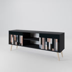 COLLAGE OF RECTANGLES 2-Door TV Stand in Black Finish