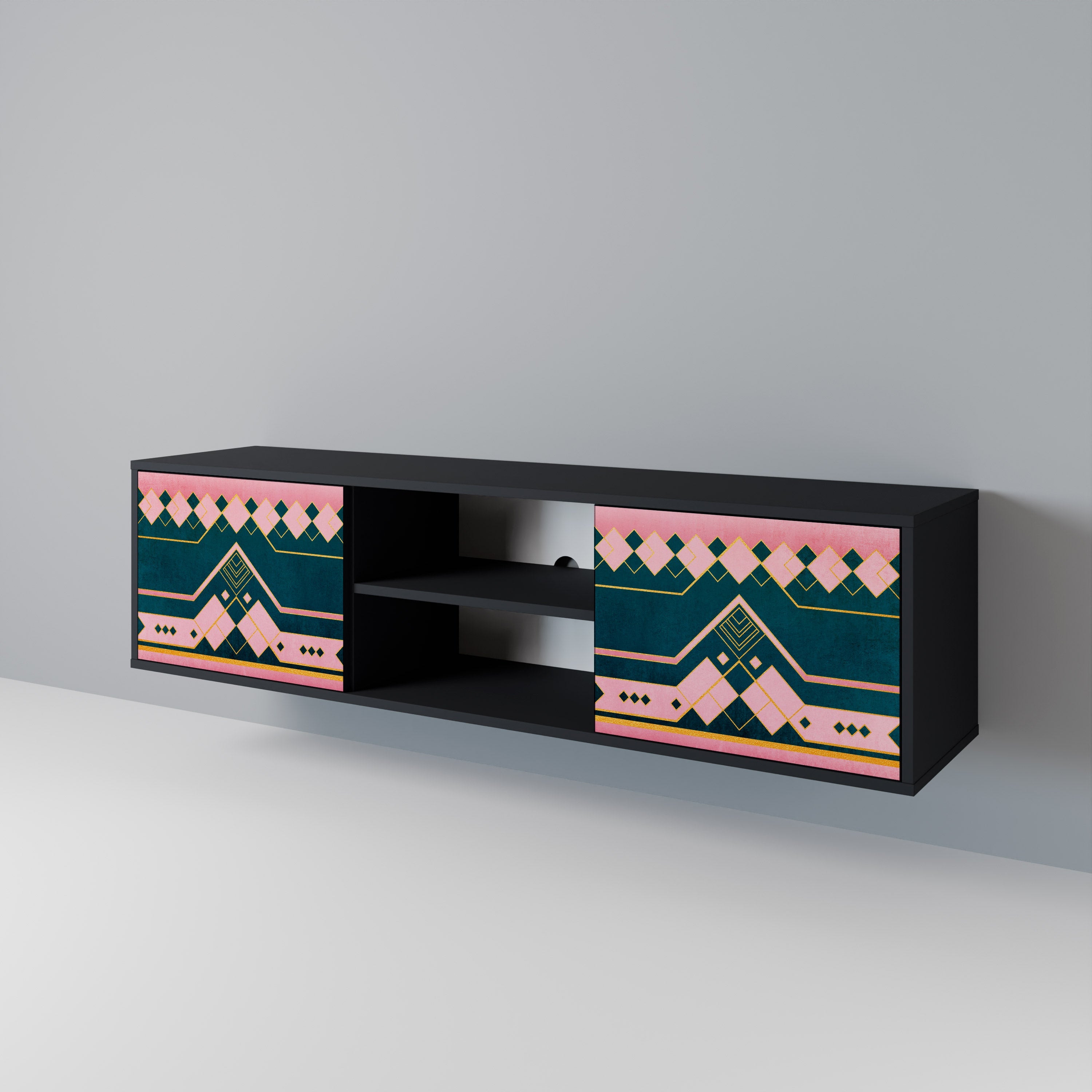 ROYAL COMPOSITION 2-Door TV Stand in Black Finish