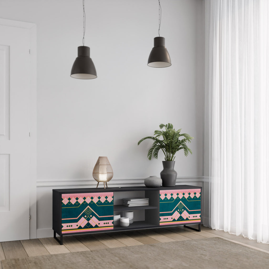 ROYAL COMPOSITION 2-Door TV Stand in Black Finish