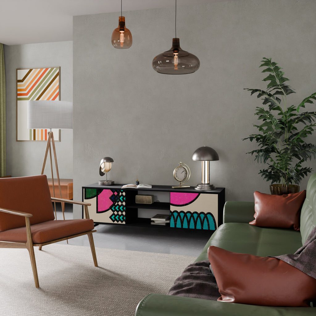 GEOMETRIC RHAPSODY Móvel de TV com 2 Portas em Acabamento Preto