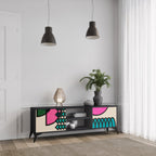 GEOMETRIC RHAPSODY Móvel de TV com 2 Portas em Acabamento Preto