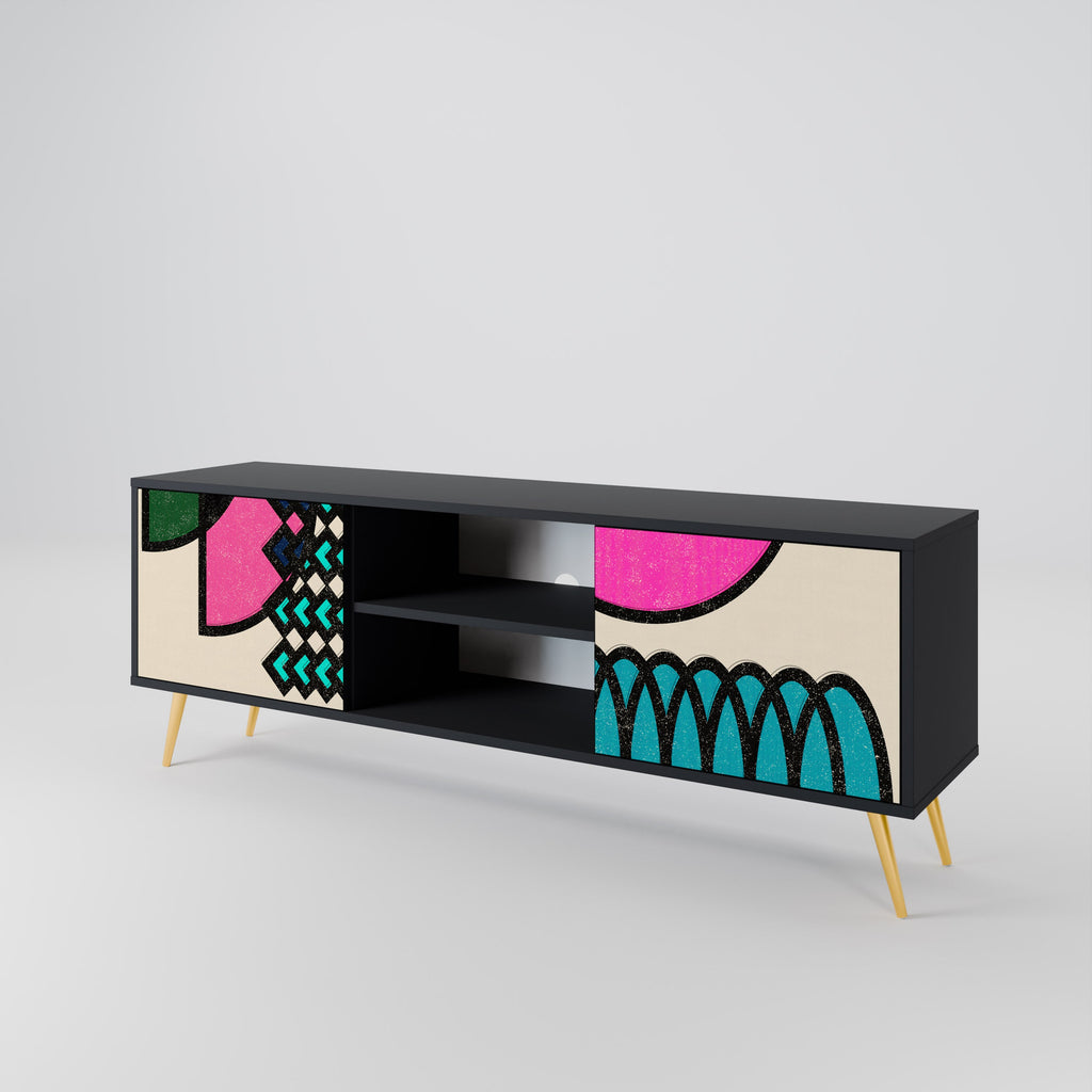 GEOMETRIC RHAPSODY Móvel de TV com 2 Portas em Acabamento Preto