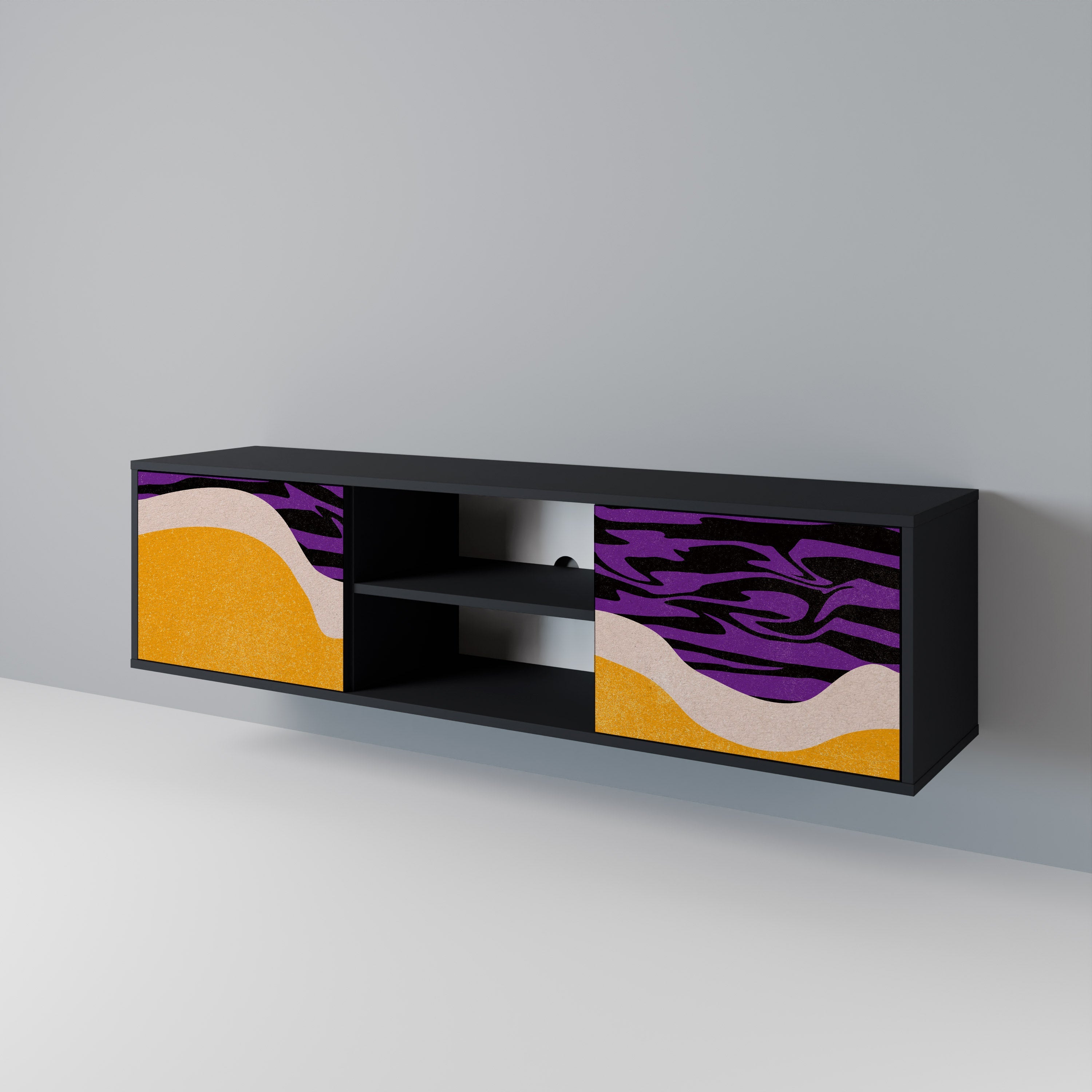 INDEPENDENT BORDER Móvel de TV com 2 Portas em Acabamento Preto