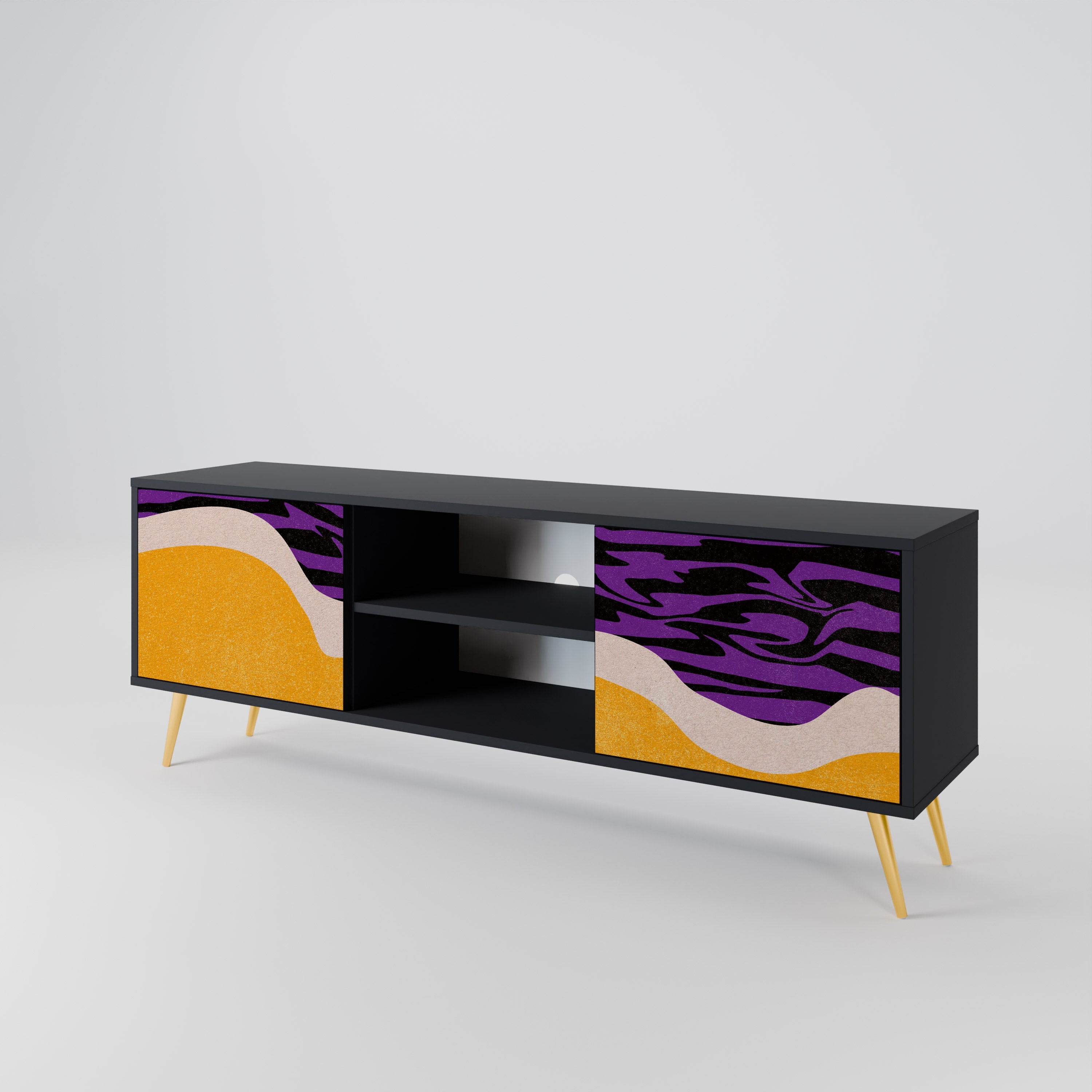 INDEPENDENT BORDER Móvel de TV com 2 Portas em Acabamento Preto